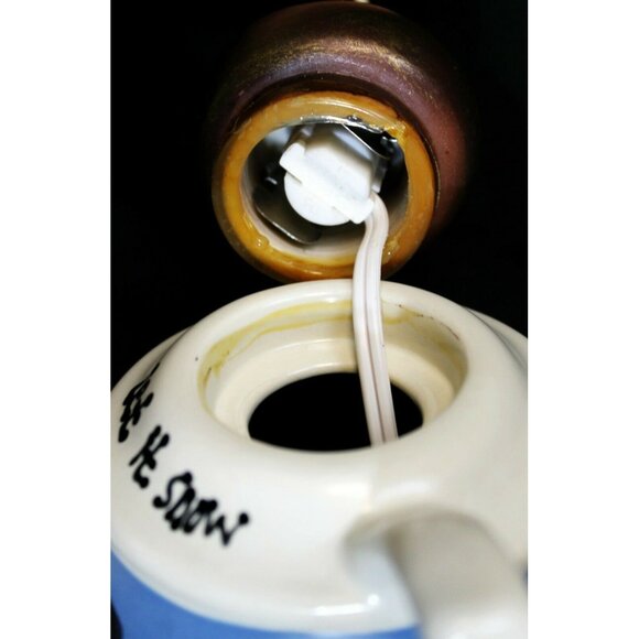 Blue Let it Snow Candle Lamp Snowman Face Snowflakes Handle Jug Winter Xmas - Picture 10 of 12